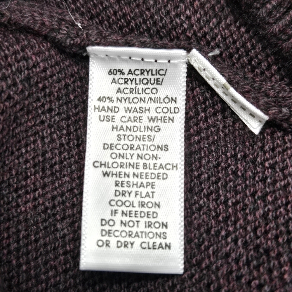 LOFT ANN TAYLOR PLUM PURPLE BEJEWELED SWEATER LONG SLEEVE WOMEN MEDIUM SPARKLE - Picture 10 of 12